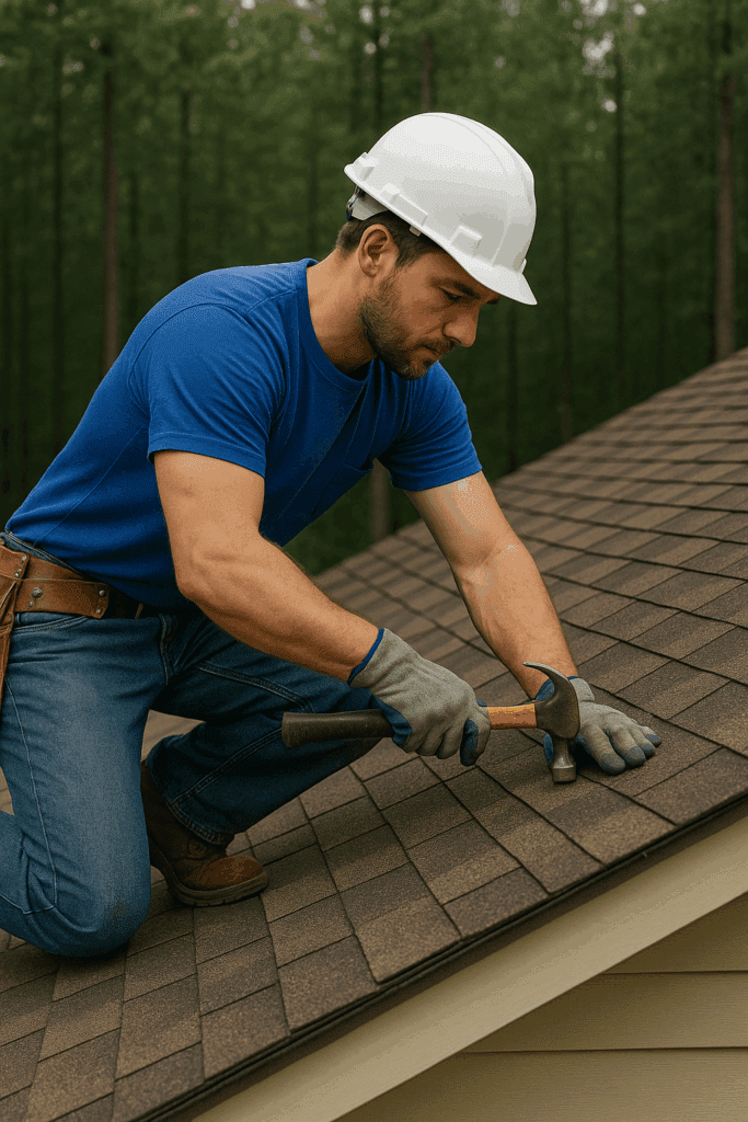 Roofing contractor doing expert roofing and siding work